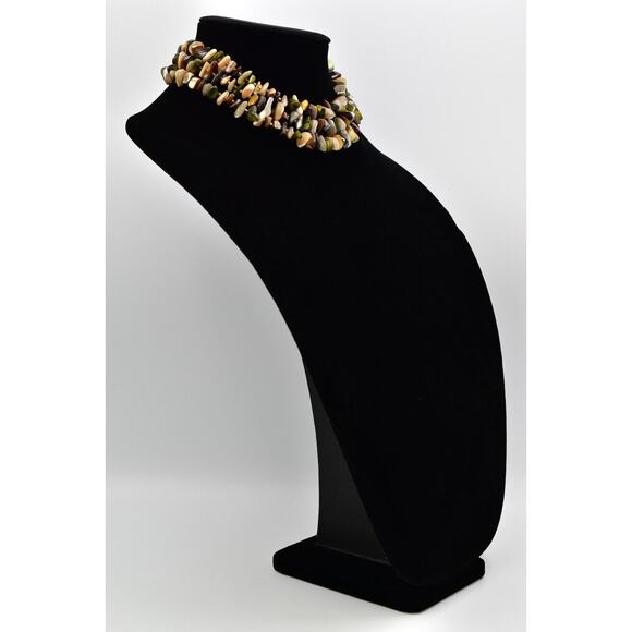 Japan Vintage Beaded Collar Necklace Multi-Strand Stone 1960s Signed BinBH - Picture 6 of 12